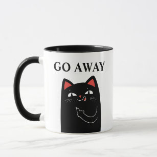 Go Away Middle Finger Black Cat Funny Mug