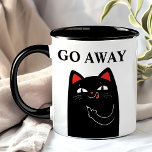 Go Away Middle Finger Black Cat Funny Mug<br><div class="desc">Go Away Middle Finger Black Cat Funny Mug. Personalise this custom design with your own text.</div>