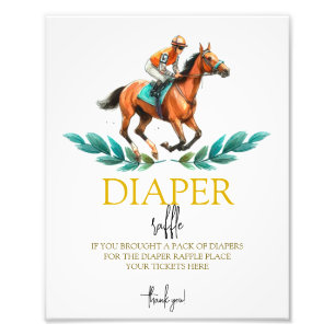 Go Baby Go, Greenery Horse Race Diaper Raffle Sign