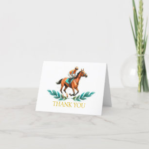 Go Baby Go, Greenery Horse Race Thank You Card