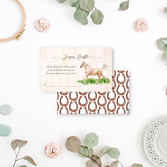 Go baby go horse derby equestrian diaper raffle enclosure card (Go baby go horse derby equestrian baby shower diaper raffle enclosure card cute running foal)