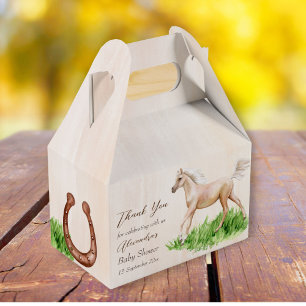 Go baby go running beige horse foal baby shower  favour box