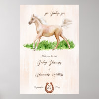 Go baby go running beige horse foal baby shower