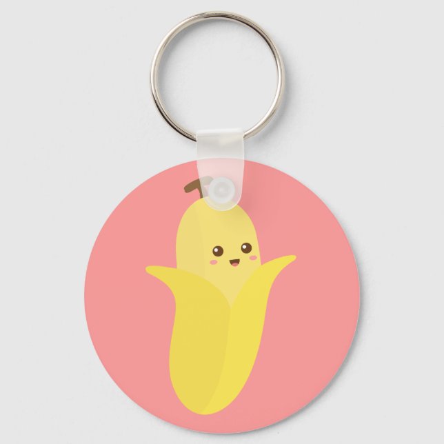 Go bananas with Cute and Happy Banana Key Ring (Front)