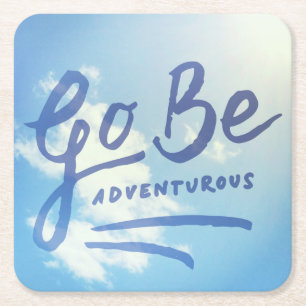 Go Be Adventurous Sky Square Paper Coaster