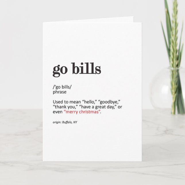 'Go Bills' 5" x 7" Folded Christmas Card (Front)