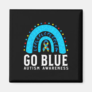 Go Blue Autism Awareness Support Gifts Blue Ribbon Magnet