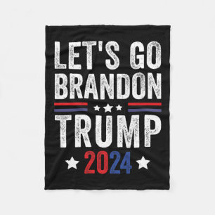 Go Brandon Trump 2024 Anti Liberal Us Flag Fleece Blanket