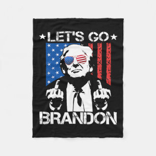Go Brandon Trump Middle Finger Flag Fleece Blanket
