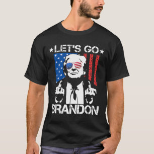 Go Brandon Trump Middle Finger Flag  T-Shirt