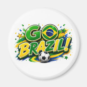 GO Brazil Patriotic Soccer Fan Brazilian Ma Magnet