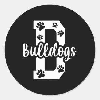 Go Bulldogs Pawprint School Mascot Spirit Football Classic Round Sticker