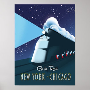 "Go by rail" New York - Chicago Poster