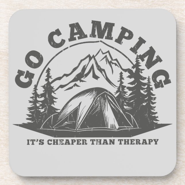 Go Camping Cheaper Than Therapy Funny Quote Coaster (Front)
