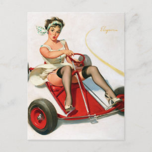 Go-cart Pin Up Postcard
