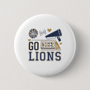 Go Cheer Lions Cheerleading Spirit Design 6 Cm Round Badge