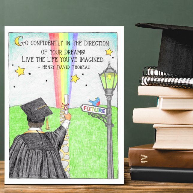 Go Confidently Rainbow Graduation  Postcard (Creator Uploaded)
