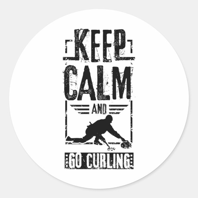 Go Curling Classic Round Sticker (Front)