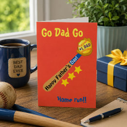 Go Dad Go Happy Father's Day Baseball homerun Card