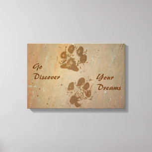 Go Discover Your Dreams Pawprints Wrapped Canvas