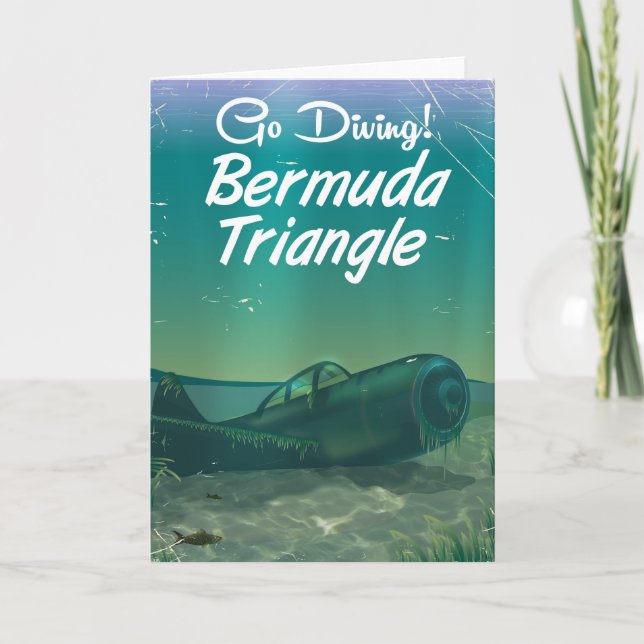 Go Diving! Bermuda triangle travel poster Holiday Card (Front)