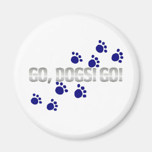 go, dogs! go! with blue paw prints magnet