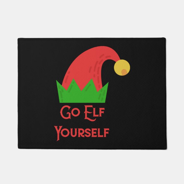 Go Elf Yourself Christmas Elf Hat Doormat (Front)