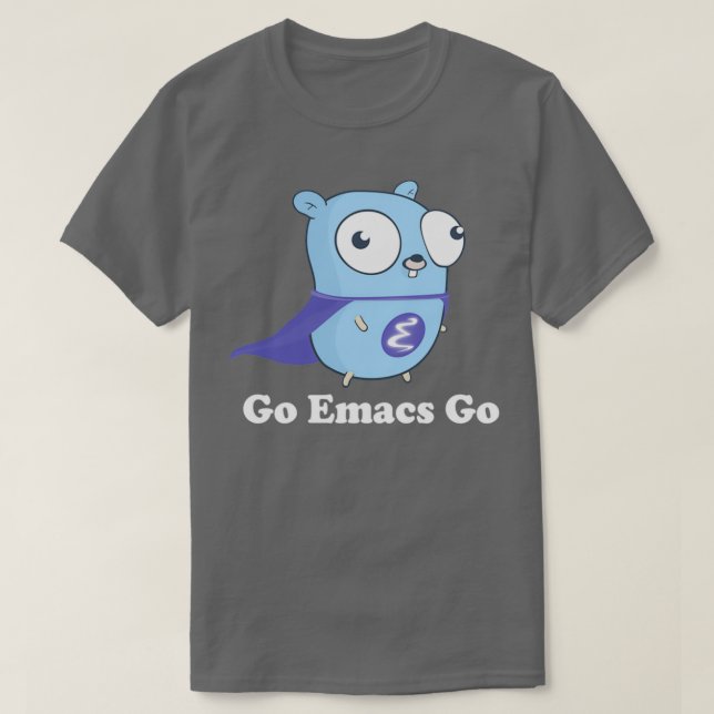Go Emacs Go Black T-Shirt (Design Front)