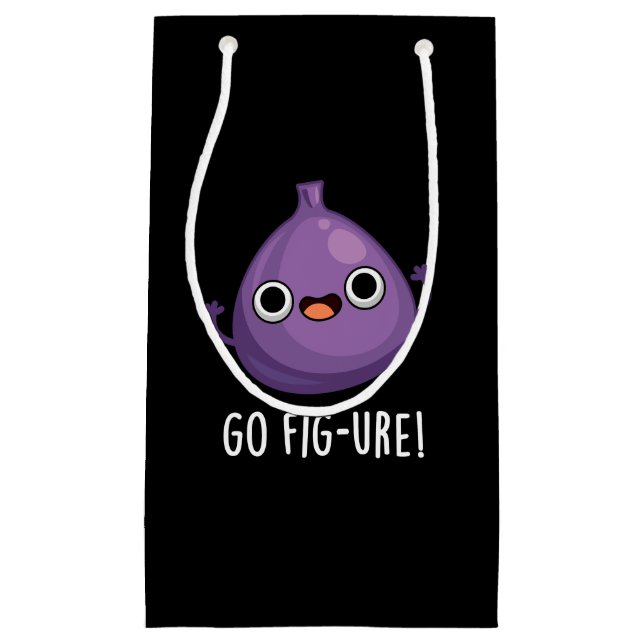 Go Fig-ure Funny Fig Fruit Pun Dark BG Small Gift Bag (Front)