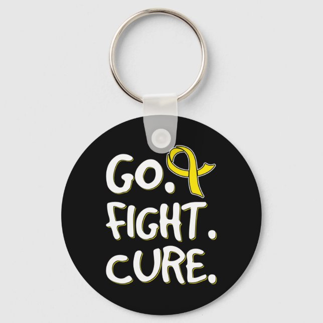 Go Fight Cure Gold Ribbon Childhood Cancer Awarene Key Ring (Front)