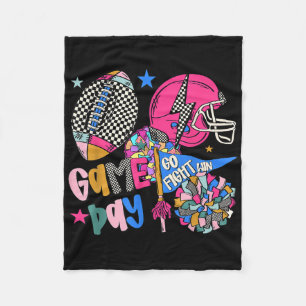 Go Fight Win Touchdown American Football Game Day  Fleece Blanket