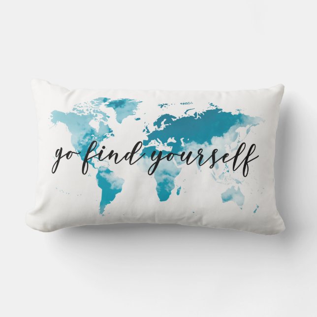 go find yourself quote with world map for travel lumbar cushion (Front)