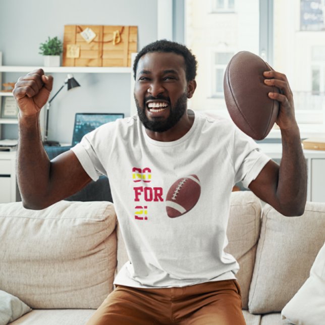 Go For 2 Football Team Colours Red Gold T-Shirt (Creator Uploaded)