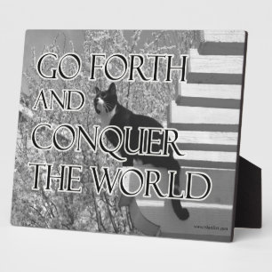 Go Forth and Conquer Motivational Cat Plaque