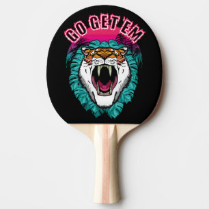Go get 'em - Tiger Face Graphic Design Ping Pong Paddle