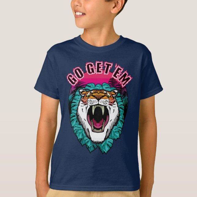 Go get 'em - Tiger Face Graphic Design T-Shirt (Front)