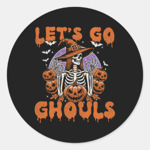 Go Ghouls Witch Retro Halloween Costume For Women Classic Round Sticker