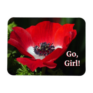 Go Girl Rose Flower Magnet
