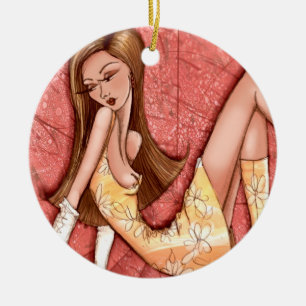 Go-Go Girl Fashion Decorative Original Art Ceramic Tree Decoration