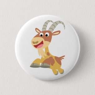 Go Goat!! (cute cartoon goat) Button Badge