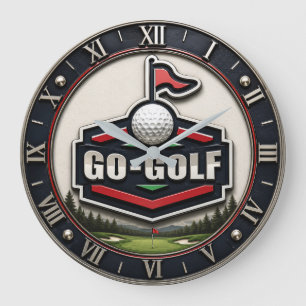 Go Golf Modern Golfer Gift Large Clock