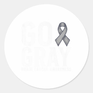 Go Gray Brain Cancer Awareness Gifts Brain Tumor A Classic Round Sticker