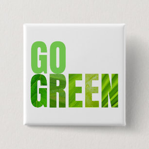 Go Green 15 Cm Square Badge