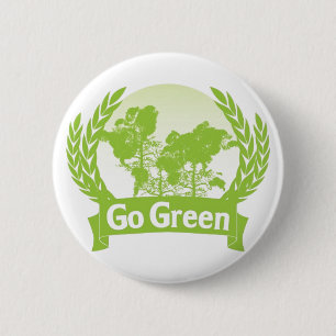 Go Green 6 Cm Round Badge