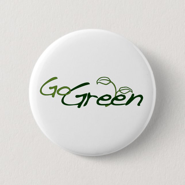 Go Green 6 Cm Round Badge (Front)