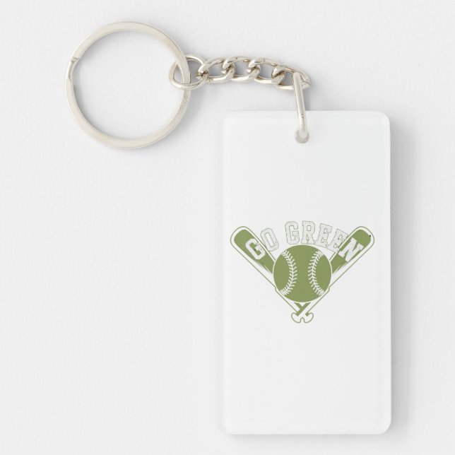 Go Green Baseball Design Key Ring (Front)
