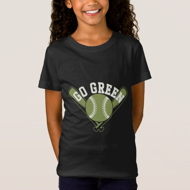 Go Green Baseball Design T-Shirt (Front)