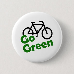 go green bicycle 6 cm round badge