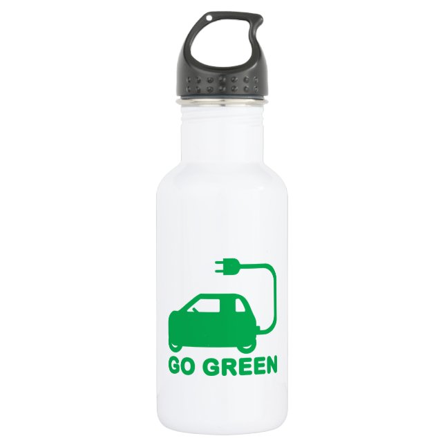Go Green ~ Drive Electric Cars 532 Ml Water Bottle (Front)