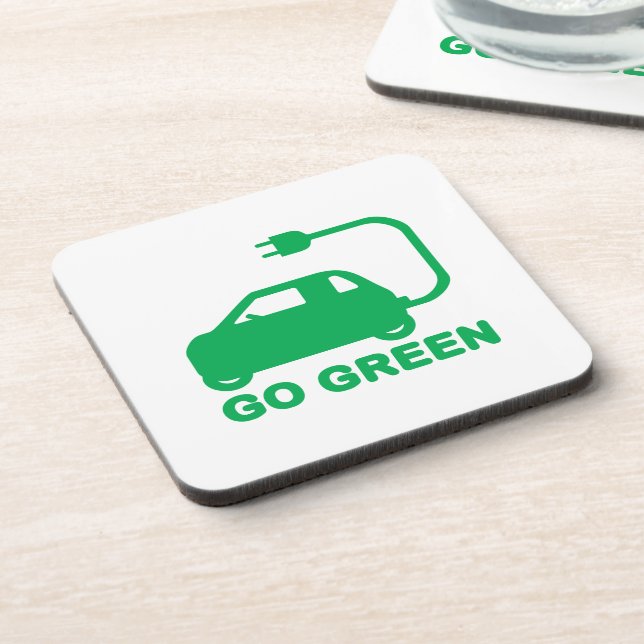 Go Green ~ Drive Electric Cars Coaster (Left Side)